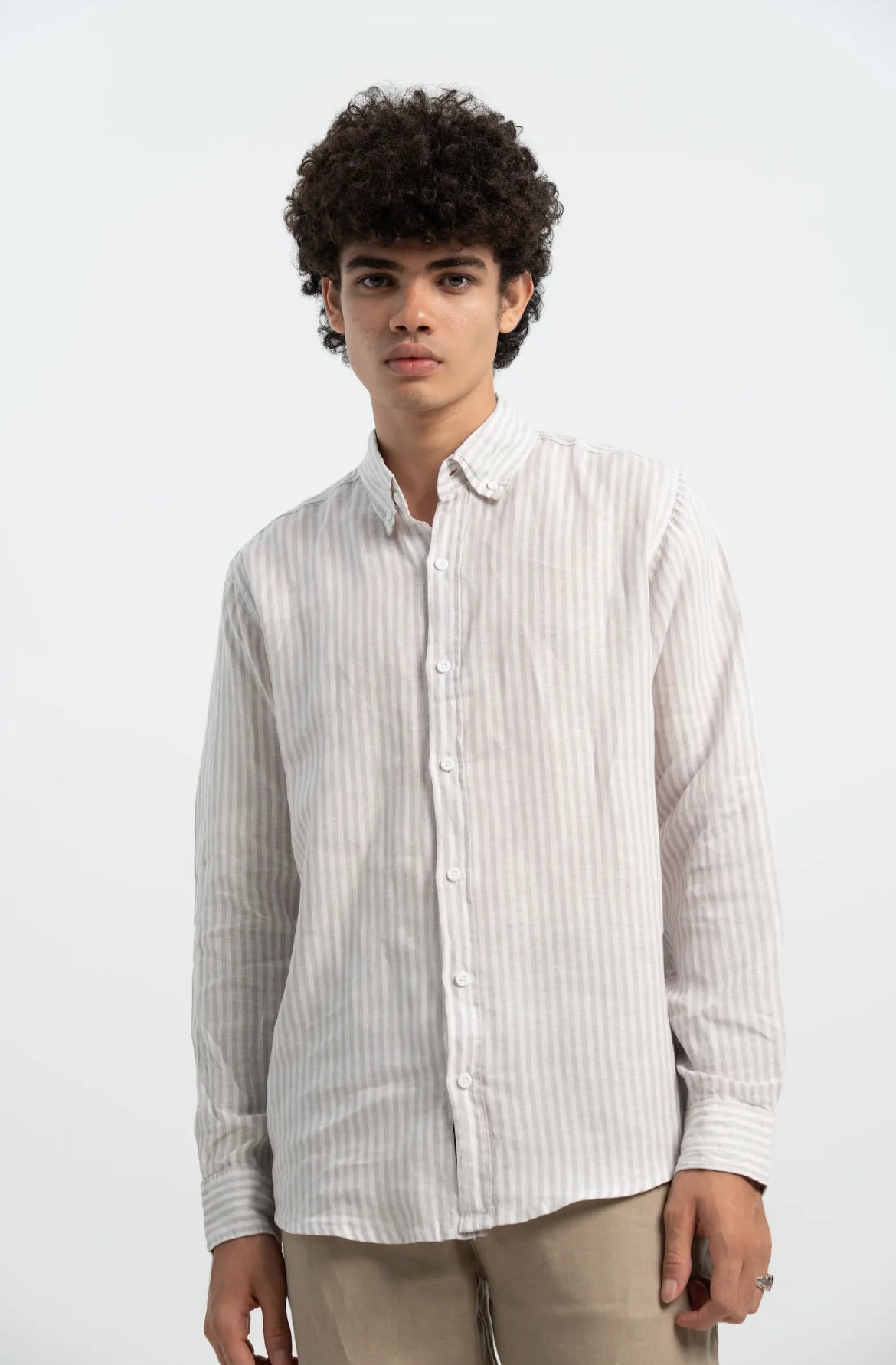 VELAIR LINEN GREY STRIPS SHIRT