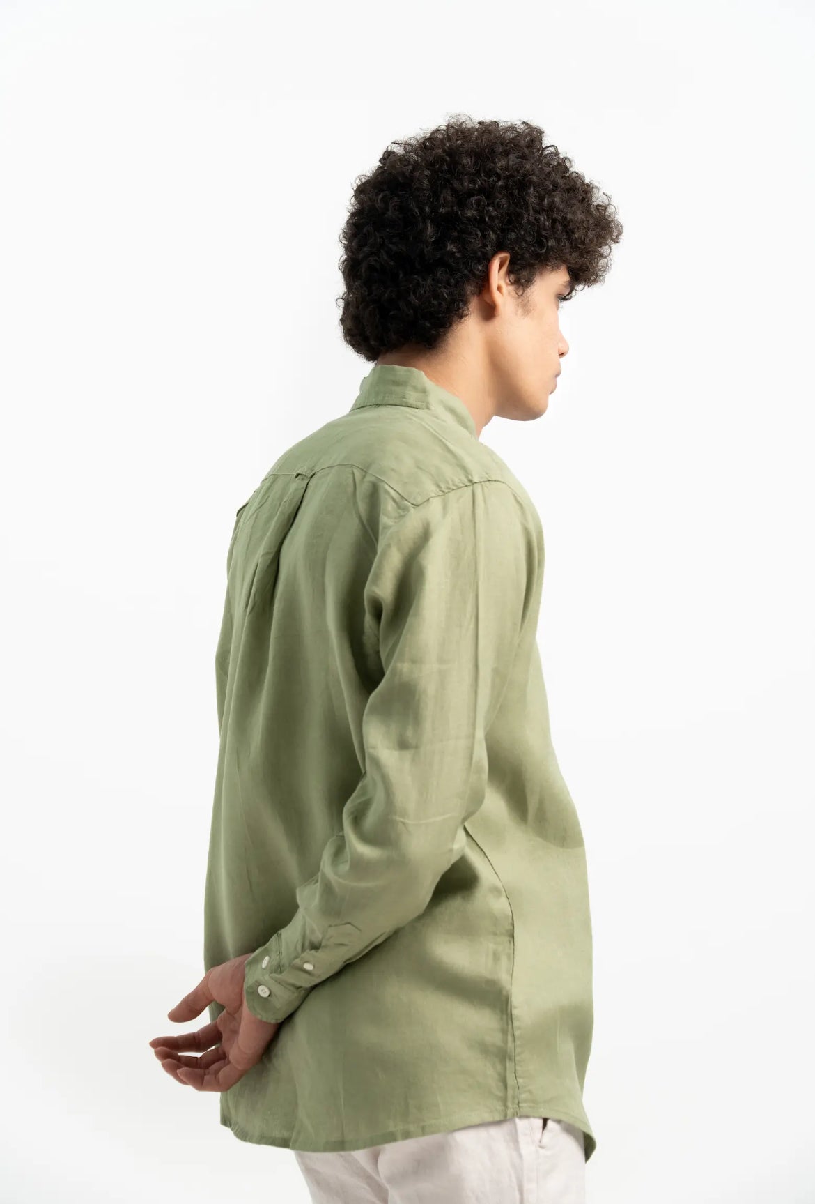 VELAIR LINEN OLIVE GREEN SHIRT