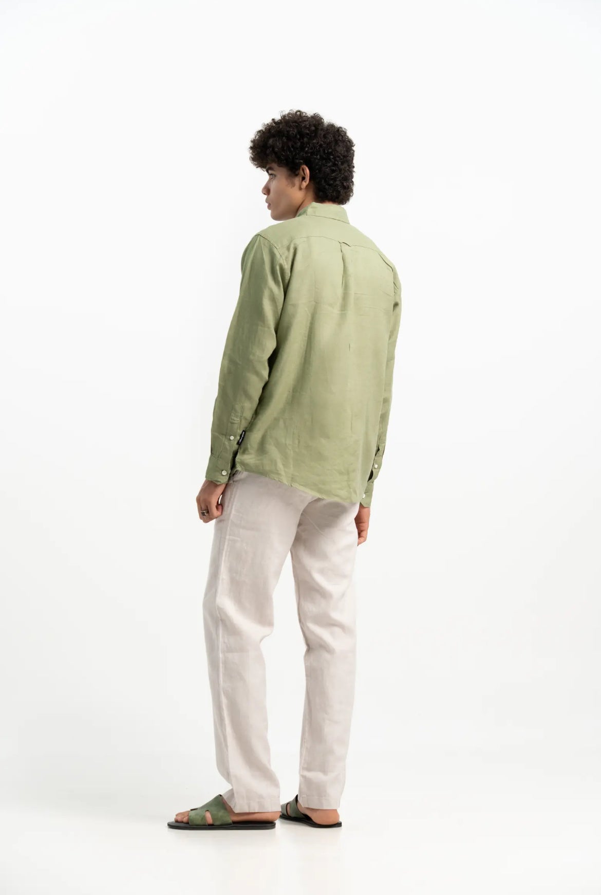 VELAIR LINEN OLIVE GREEN SHIRT