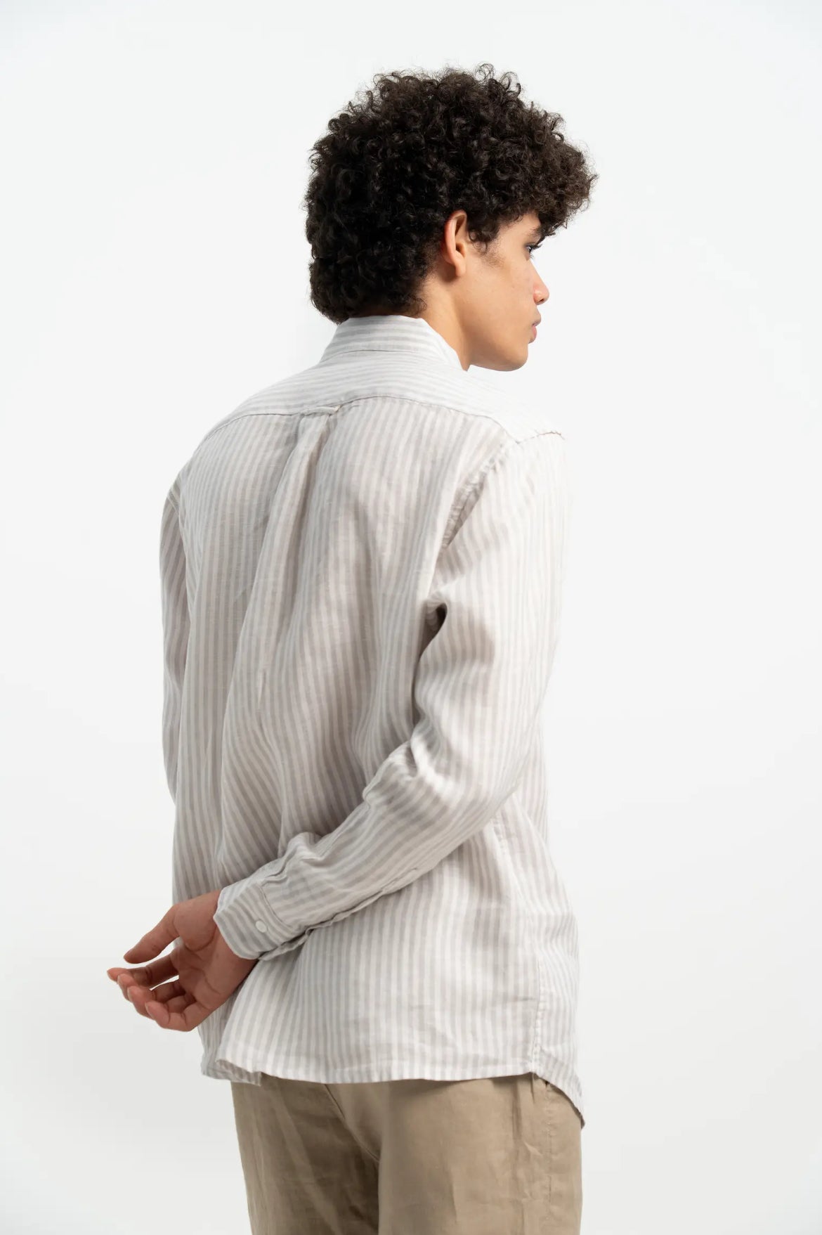 VELAIR LINEN GREY STRIPS SHIRT