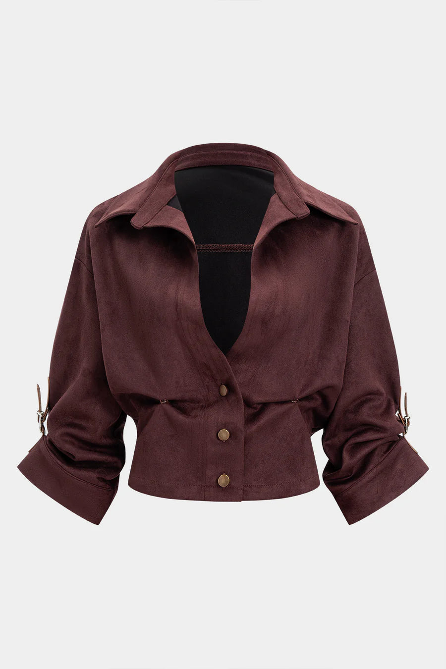 Suede Button V neck Shirt