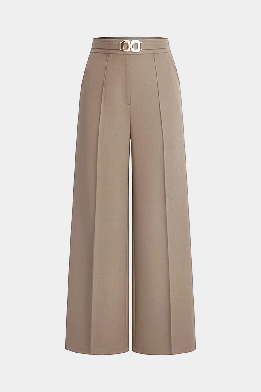 Solid Belted  Wide-Leg Pants