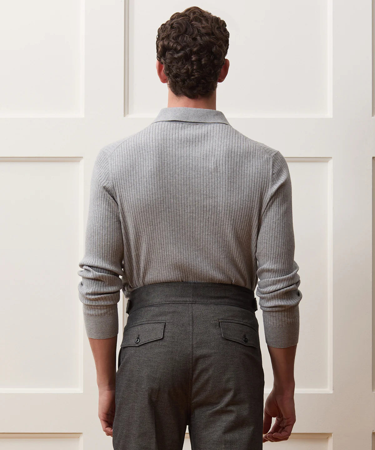 Ribbed Cotton-Cashmere Polo T-shirt