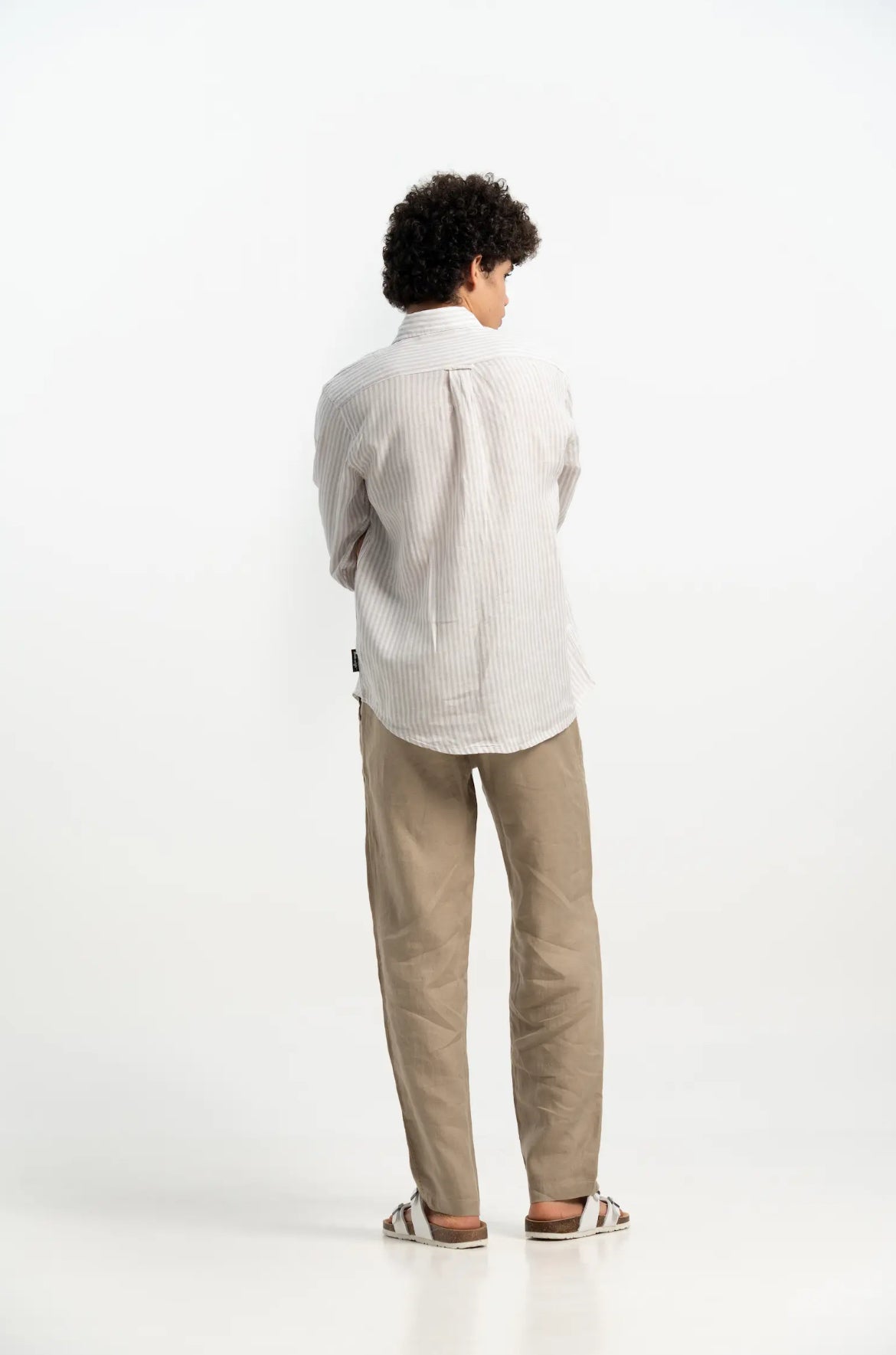 VELAIR LINEN GREY STRIPS SHIRT