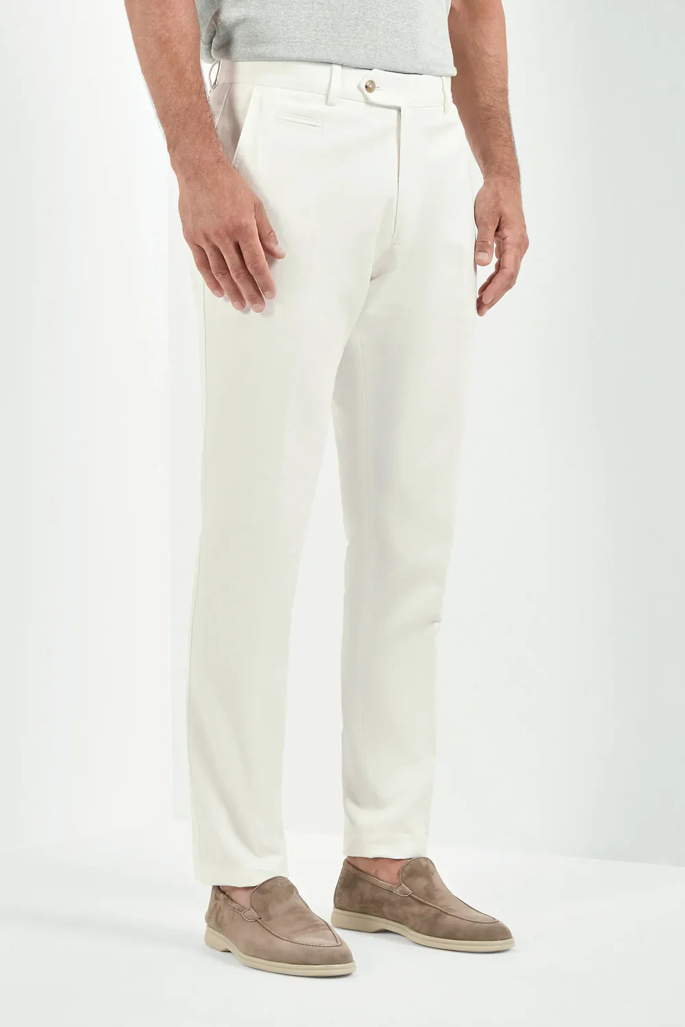 White cotton and linen Garda trousers
