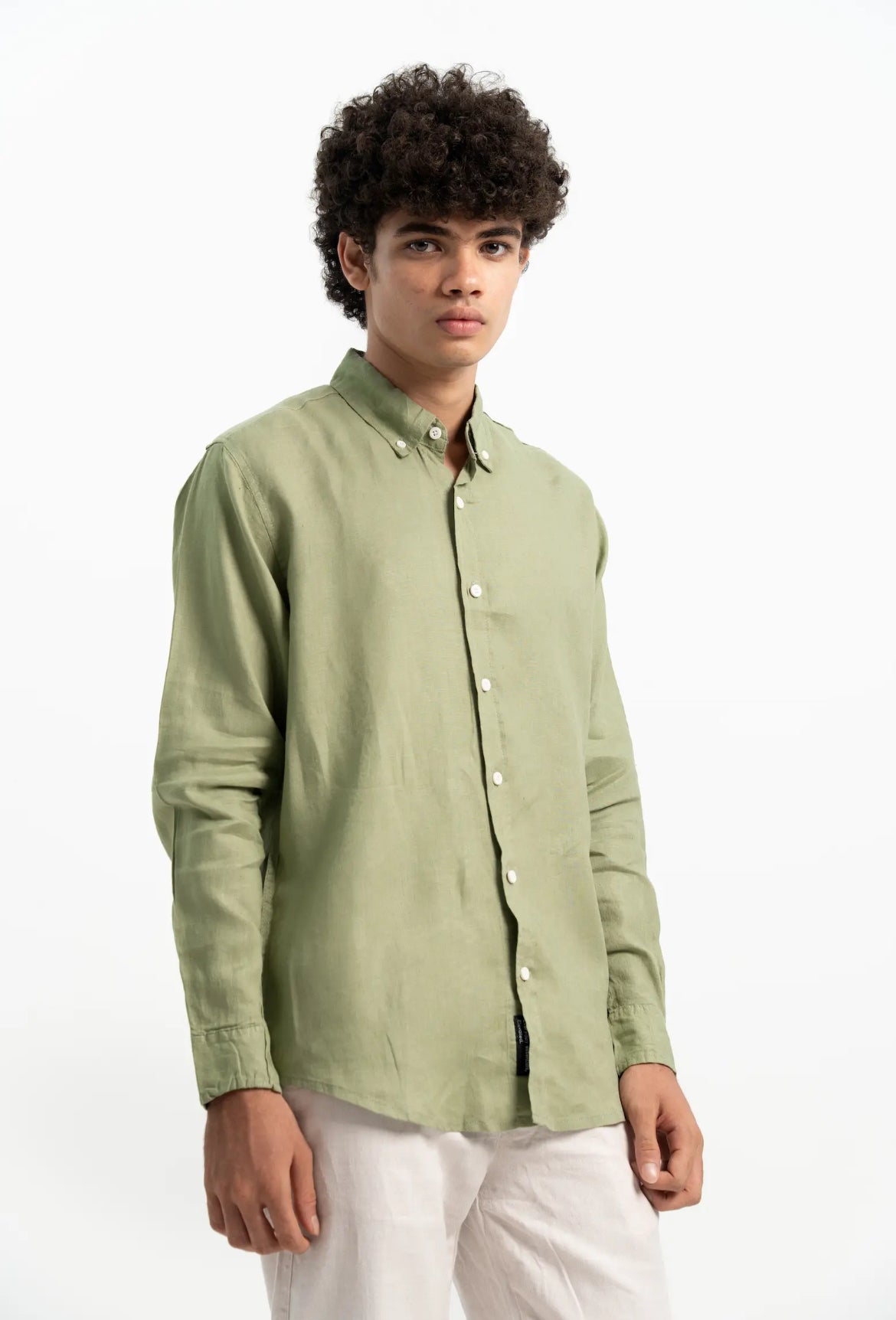 VELAIR LINEN OLIVE GREEN SHIRT