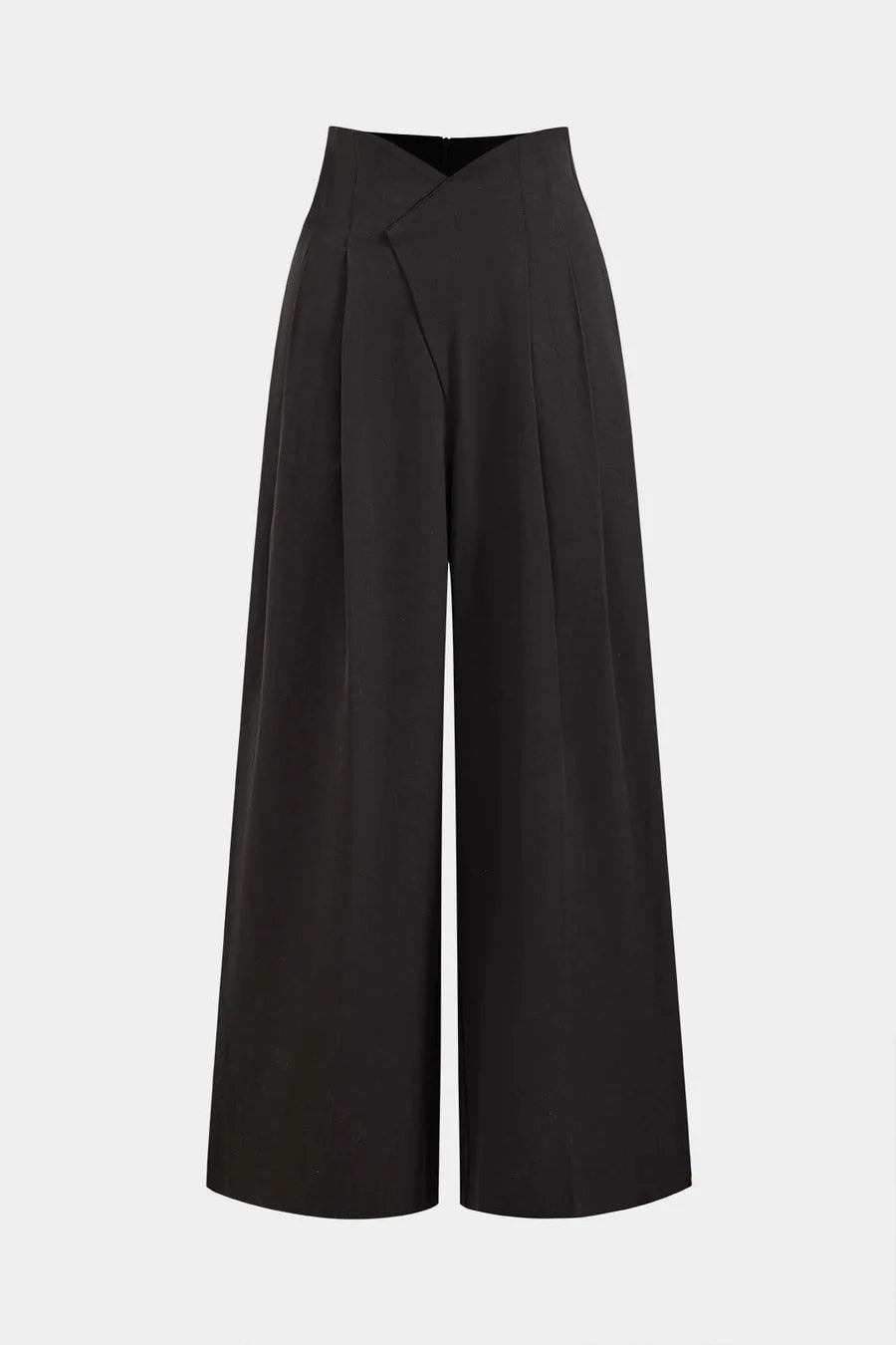Pleated asymmetrical trousers