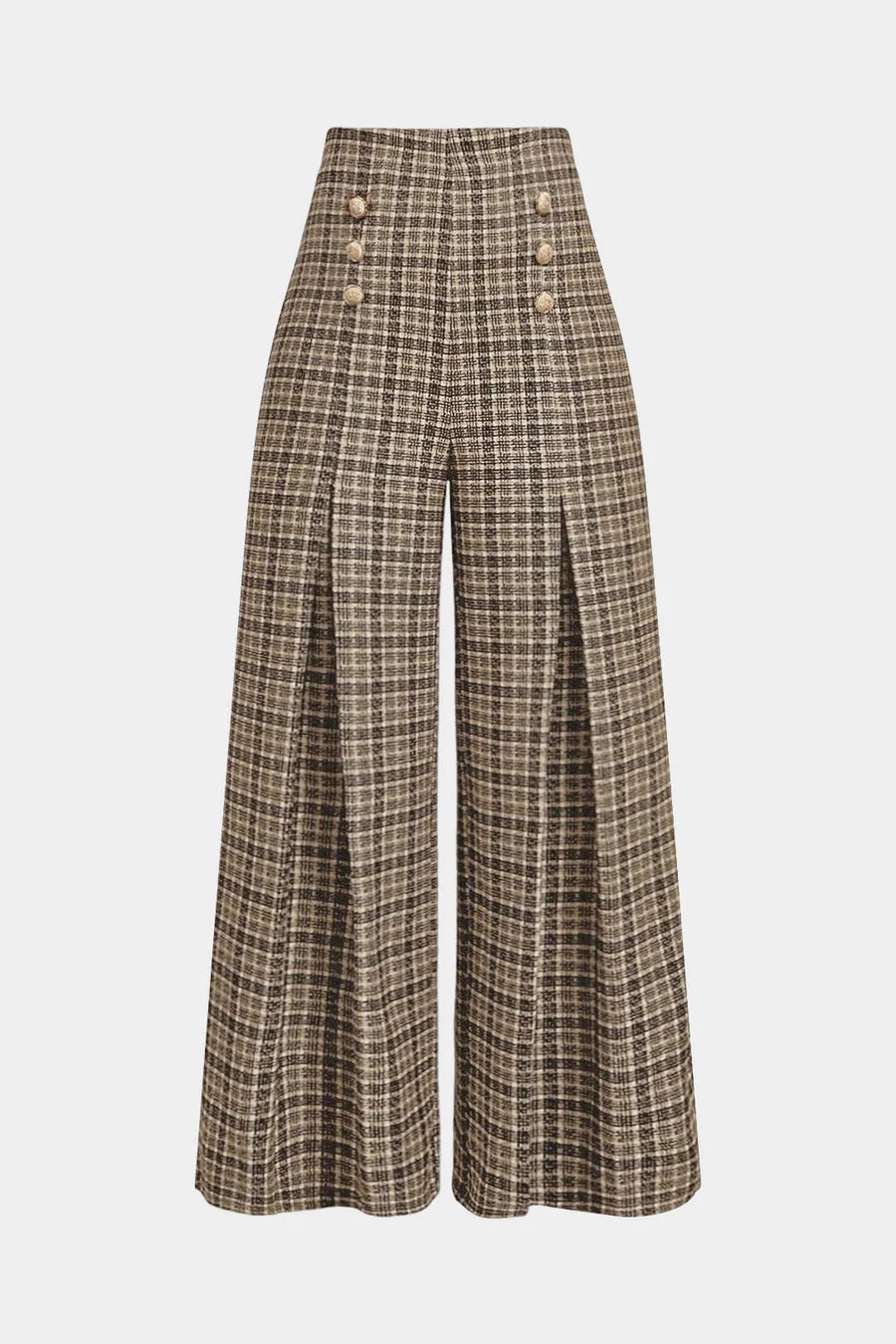 Plaid Printed High Waist Pants