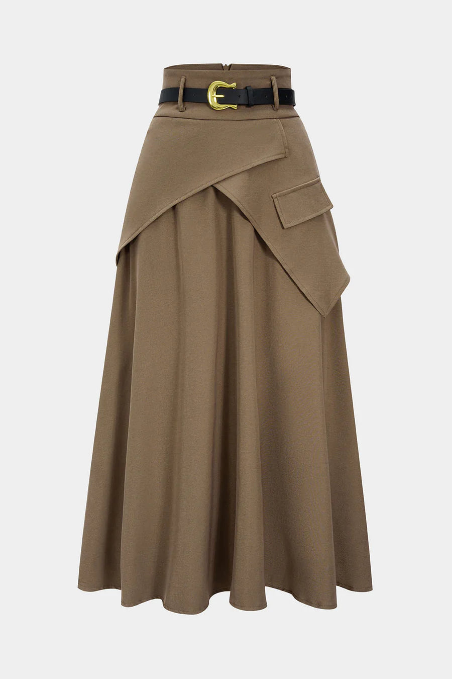 Belted Asymmetrical Ruched Skirt