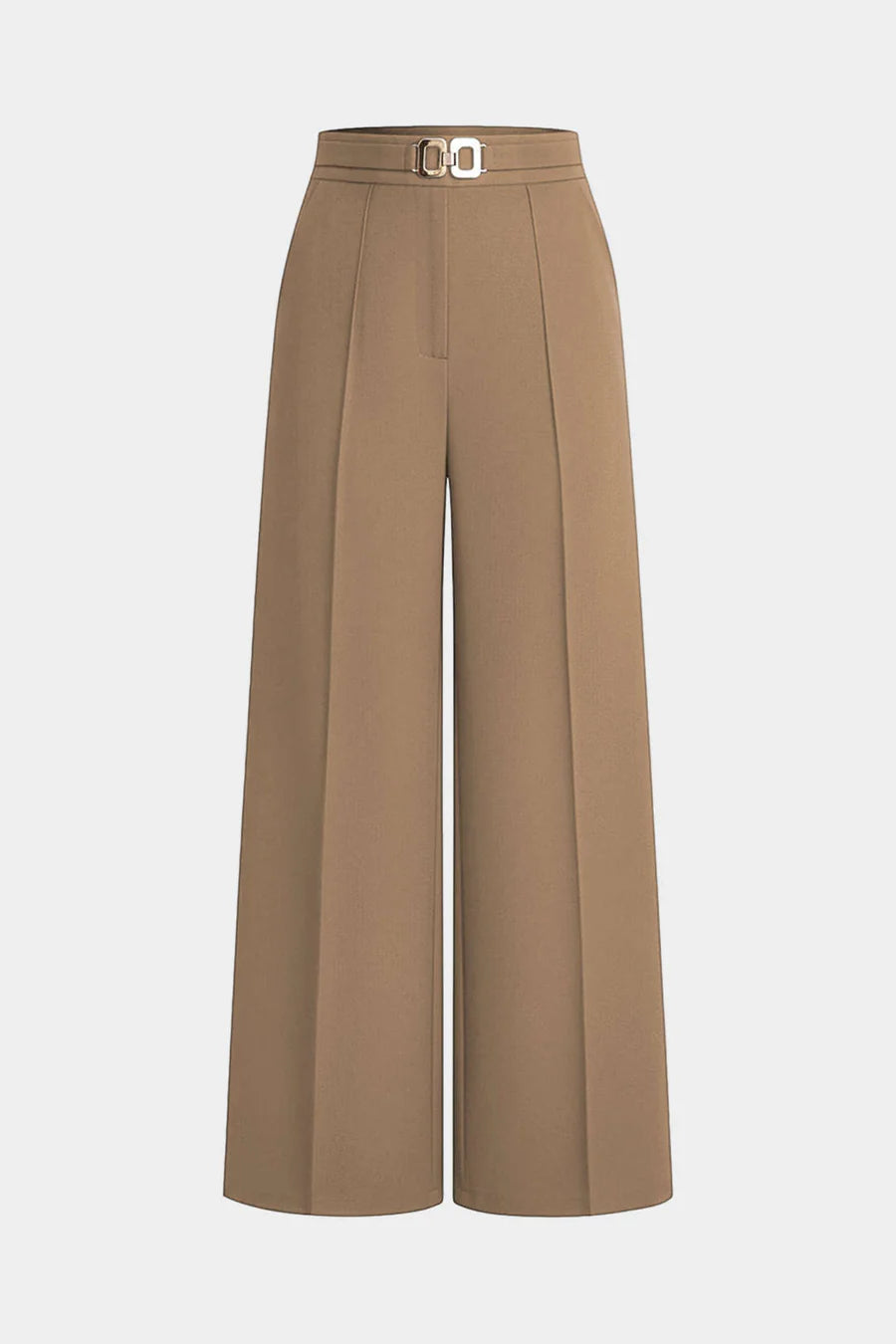 Solid Belted  Wide-Leg Pants
