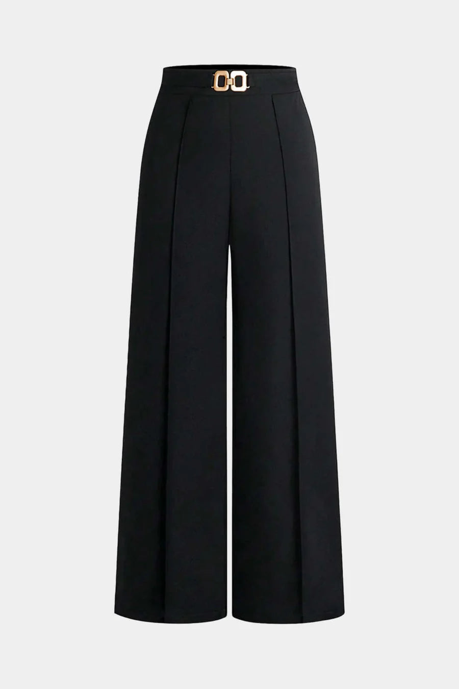 Solid Belted  Wide-Leg Pants