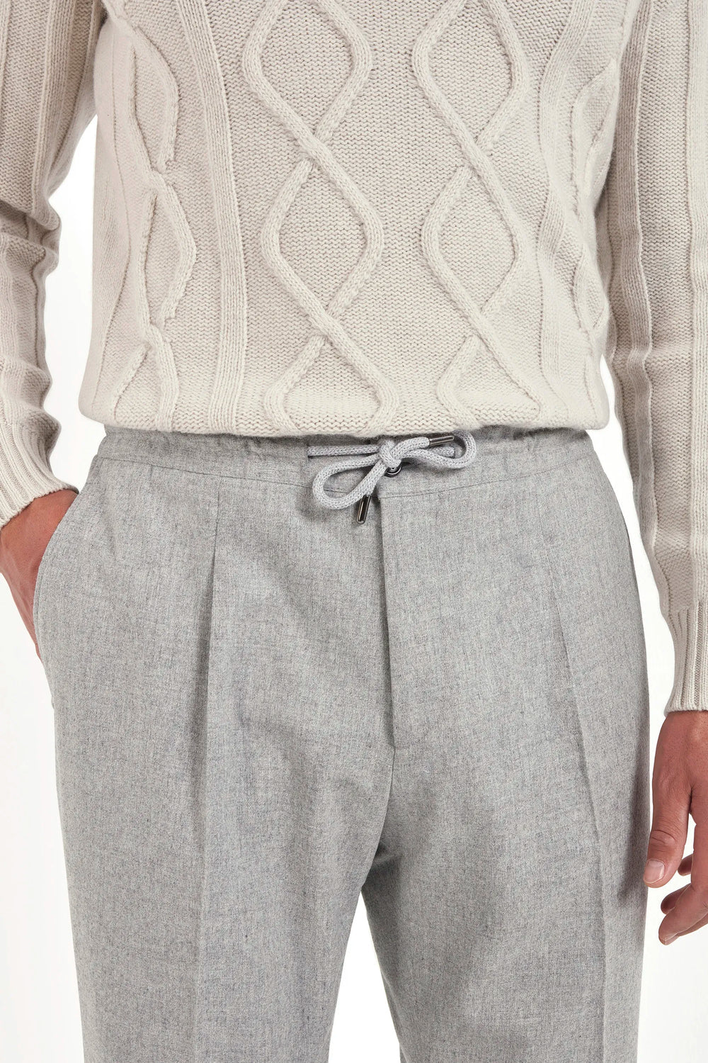 Light grey flannel Alassio with pleat trousers