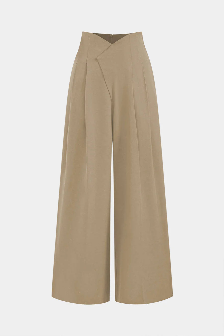 Pleated asymmetrical trousers
