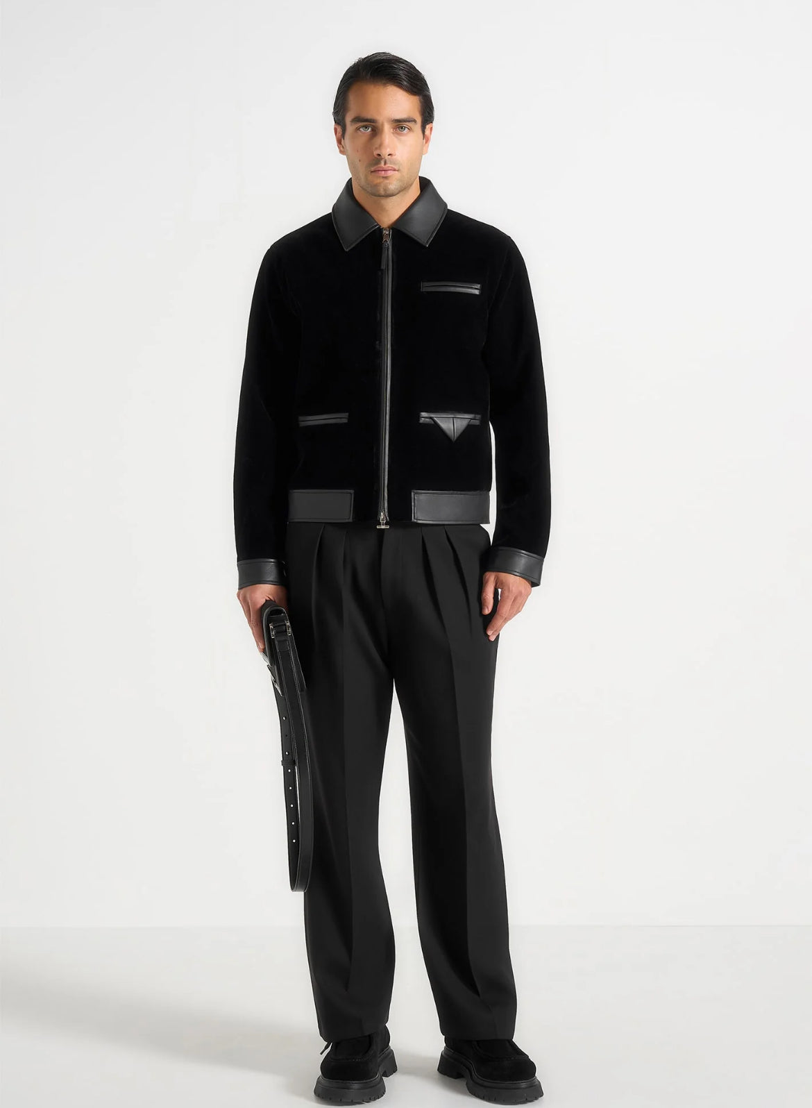 Valvet & Leather Contrast Jacket