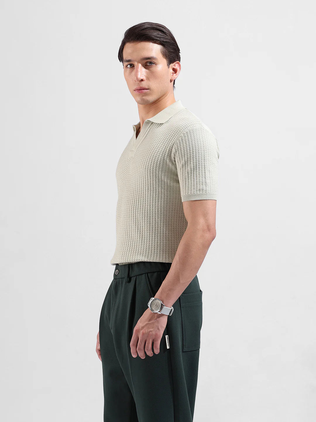 Basic knitted polo T-shirt