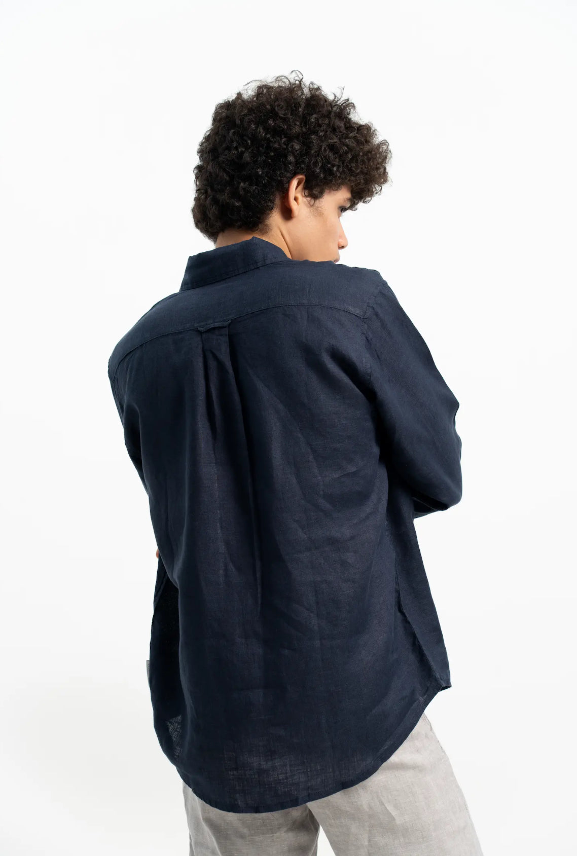 VELAIR LINEN NAVY BLUE SHIRT