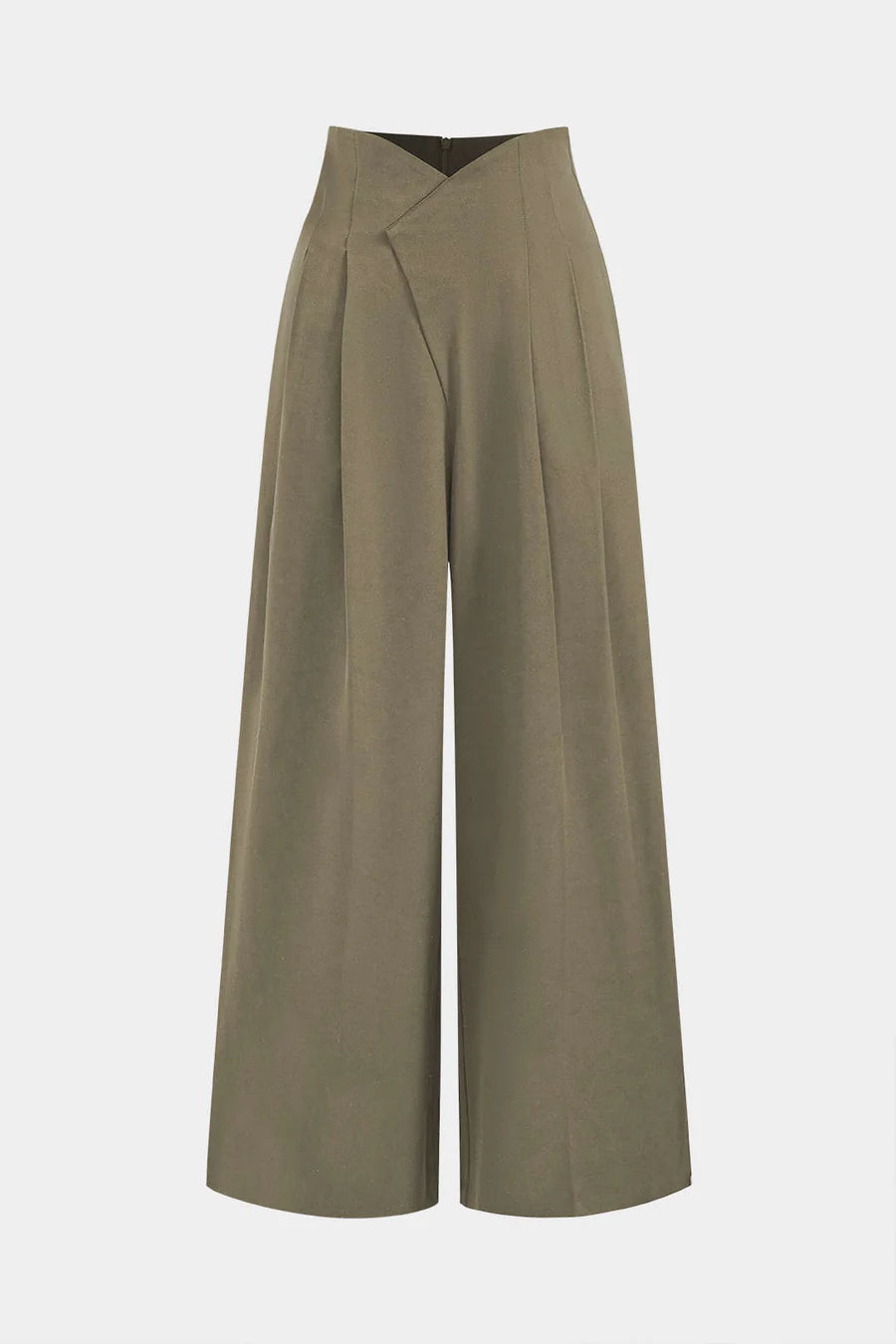 Pleated asymmetrical trousers