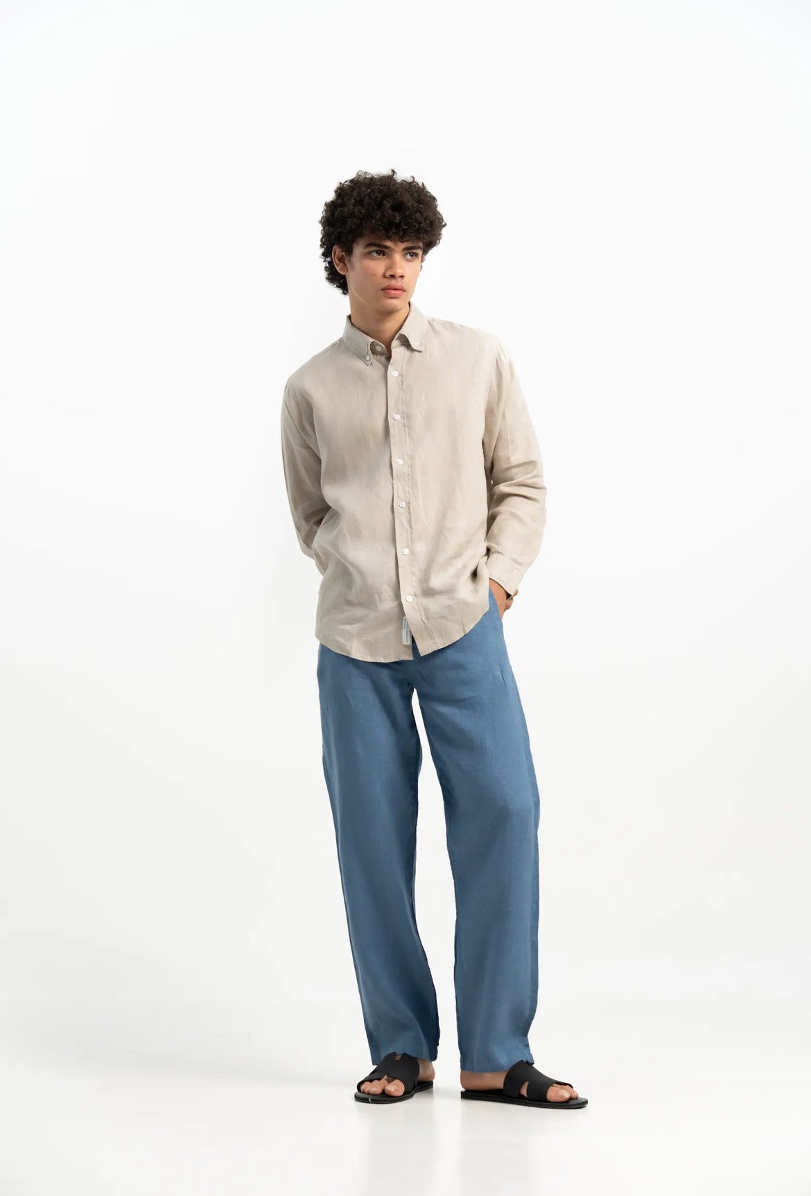 VELAIR LINEN DESERT BEIGE SHIRT