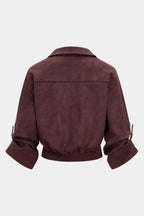 Suede Button V neck Shirt